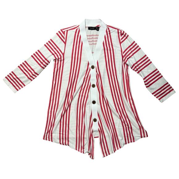 Susan Graver Weekend Striped Light Sweater Knit Cardiagn Size Small NWOT - Picture 3 of 6